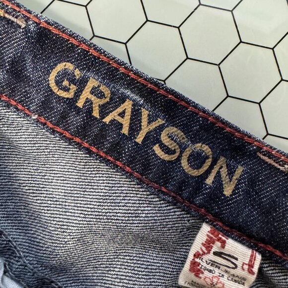 Silver Grayson Jeans Mens 32x31 Dark Blue Straight Leg Denim Distressed 32x31 - Picture 4 of 9